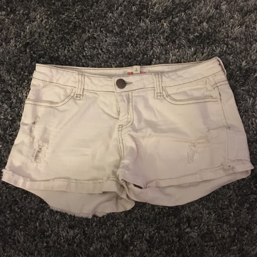 White jean shorts